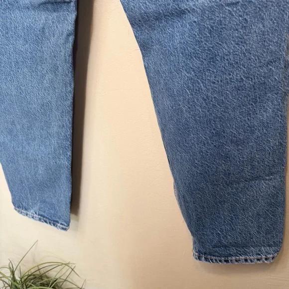 ZARA | Mid-Plus Size High Rise Factory Distressed Straight Relaxed Jeans - Picture 10 of 13